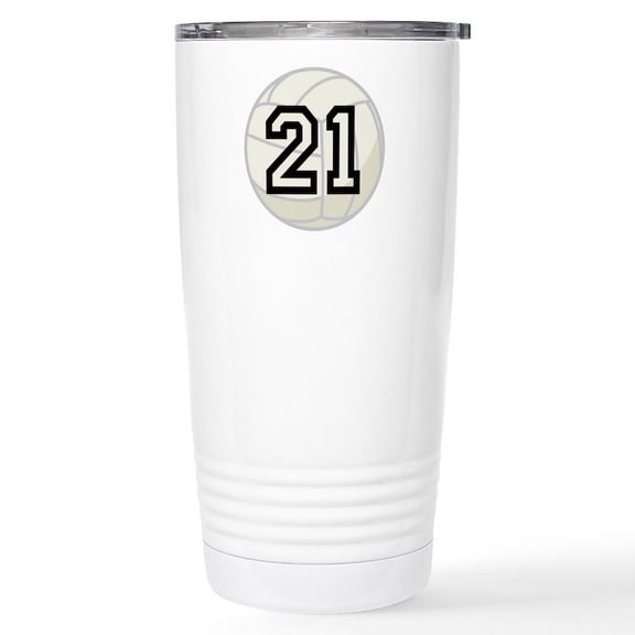CafePress - Volleyball Player Number 21 Stainless Steel Travel - Insulated Stainless Steel Travel Tumbler 20 oz.