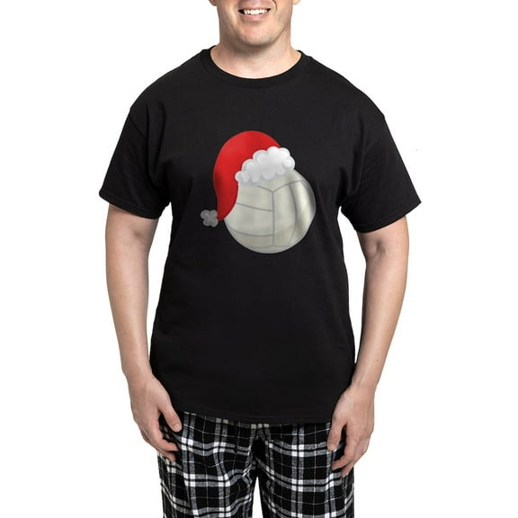 CafePress - Volleyball Santa Gift Men's Light Pajamas - Men's Dark Loose Fit Cotton Pajama Set