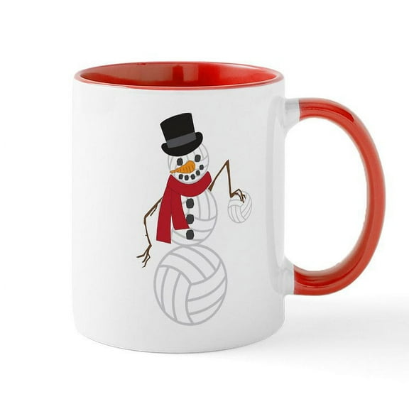 CafePress - Volleyball Snowman - 11 oz Ceramic Mug - Novelty Coffee Tea Cup