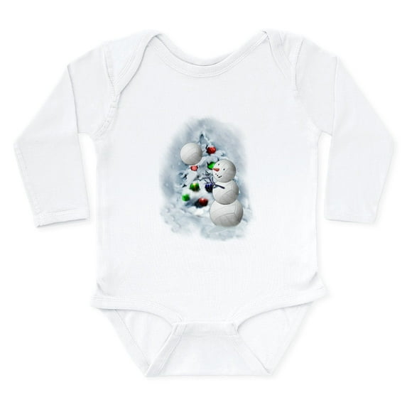 CafePress - Volleyball Snowman Xmas Body Suit - Long Sleeve Cotton Baby Bodysuit