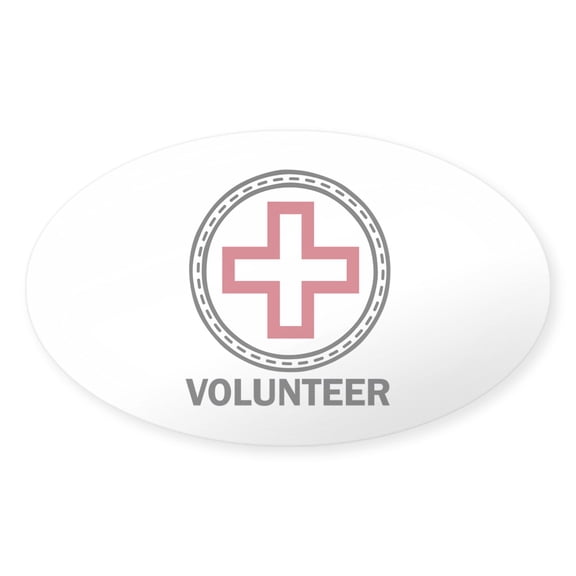 CafePress - Volunteer Red Cross Sticker - Sticker (Oval)