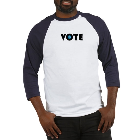 CafePress - Vote Blue Baseball Jersey - Cotton Baseball Jersey, 3/4 Raglan Sleeve Shirt