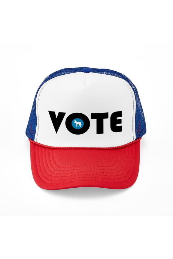 - Vote Blue - Adjustable Unisex Printed Trucker Hat with Mesh Back