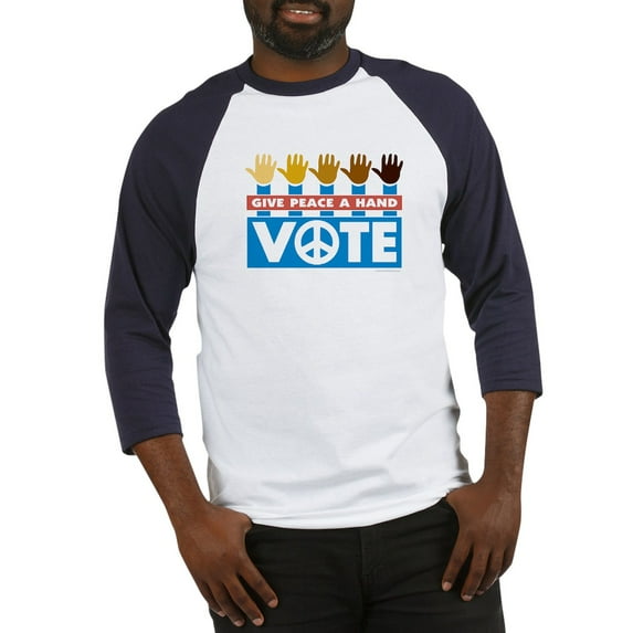 CafePress - Vote Peace Baseball Jersey - Cotton Baseball Jersey, 3/4 Raglan Sleeve Shirt