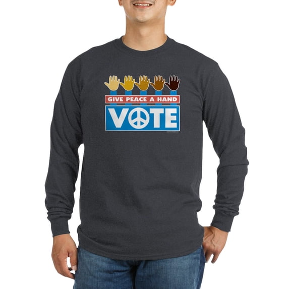 CafePress - Vote Peace Long Sleeve Dark T Shirt - Long Sleeve Dark T-Shirt