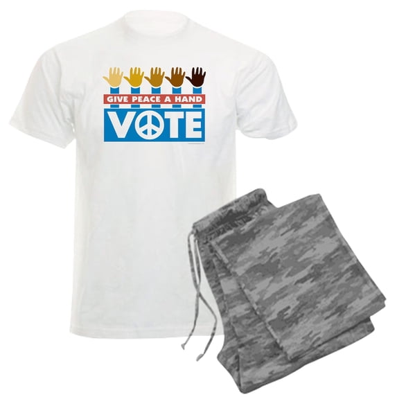 CafePress - Vote Peace Men's Light Pajamas - Men's Light Loose Fit Cotton Pajama Set