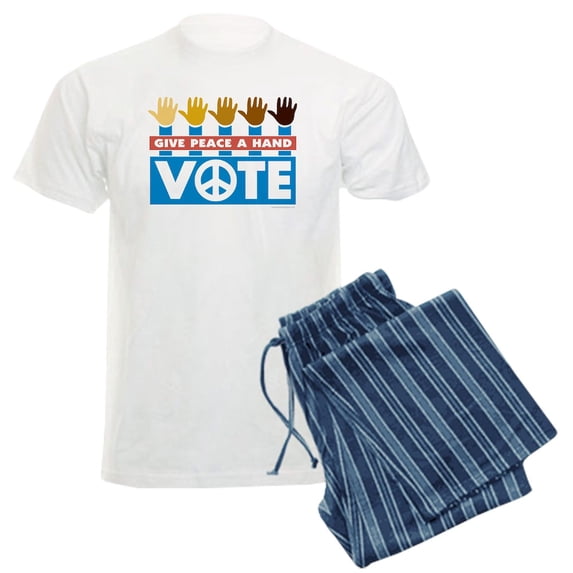 CafePress - Vote Peace Men's Light Pajamas - Men's Light Loose Fit Cotton Pajama Set