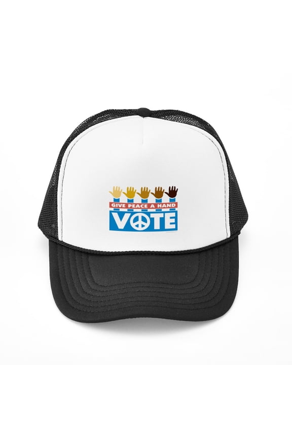 - Vote Peace - Adjustable Unisex Printed Trucker Hat with Mesh Back