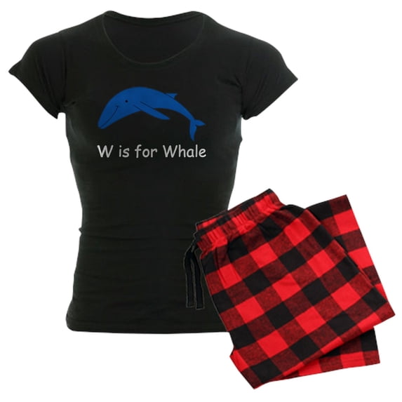 CafePress - W Is For Whale Women's Dark Pajamas - Women's Short Sleeve Print T-Shirt and Pants Dark Cotton Pajama Set