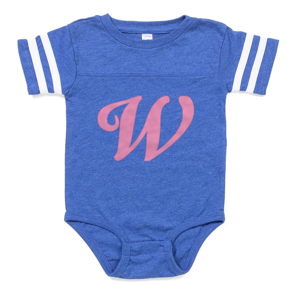 CafePress - W Pink Initial_Tr - Cute Infant Baby Football Bodysuit