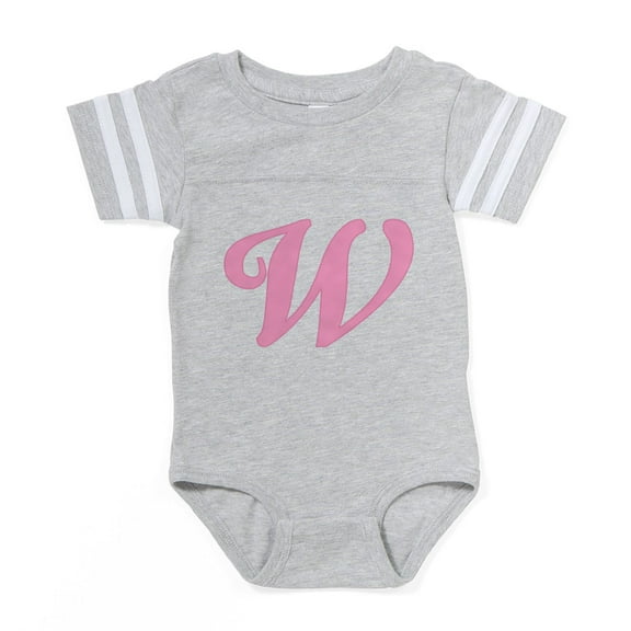 CafePress - W Pink Initial_Tr - Cute Infant Baby Football Bodysuit