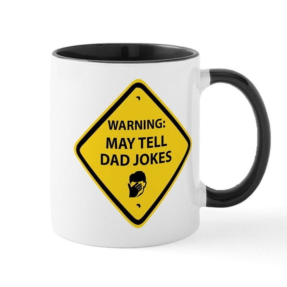 CafePress - WARNING: DAD JOKES - 11 oz Ceramic Mug - Novelty Coffee Tea Cup