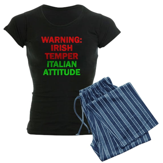 CafePress - WARNINGIRISHTEMPER ITALIAN ATTITUDE Women's Da - Women's Dark Pajamas