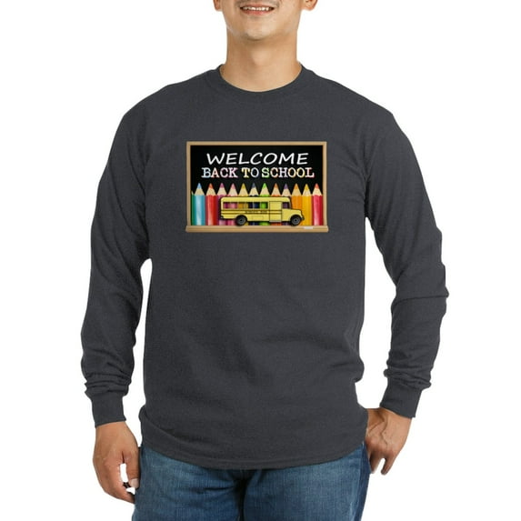 CafePress - WELCOME BACK TO SCHOOL BUS Long Sleeve T Shirt - Long Sleeve Dark T-Shirt