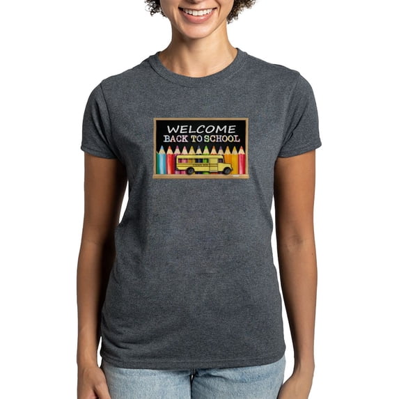 CafePress - WELCOME BACK TO SCHOOL BUS T Shirt - Women's Traditional Fit Dark T-Shirt
