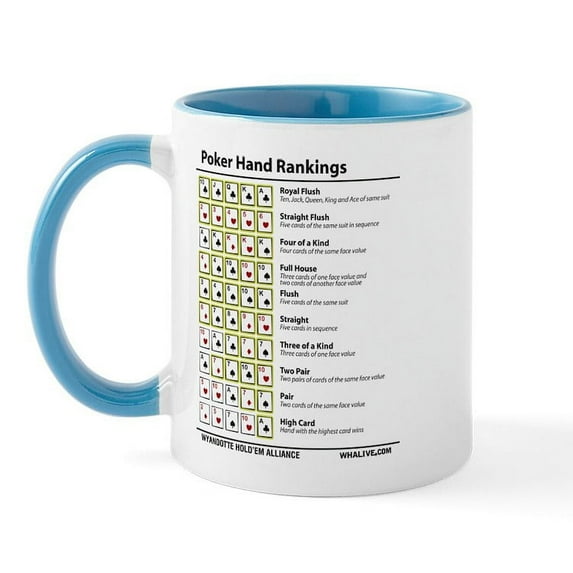 CafePress - WHA Poker Hand Rankings Mug - 11 oz Ceramic Mug - Novelty Coffee Tea Cup