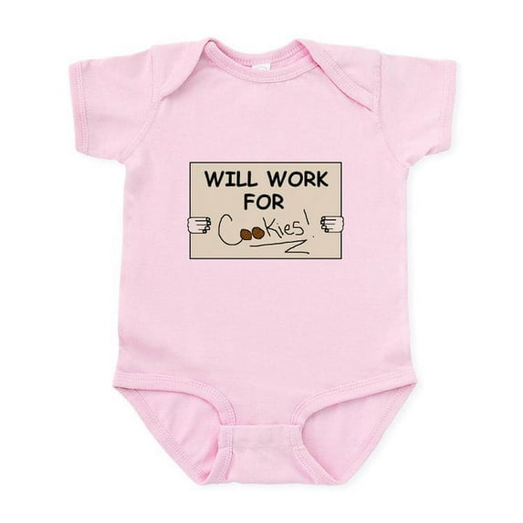 CafePress - WILL WORK FOR COOKIES Infant Bodysuit - Baby Light Bodysuit, Size Newborn - 24 Months