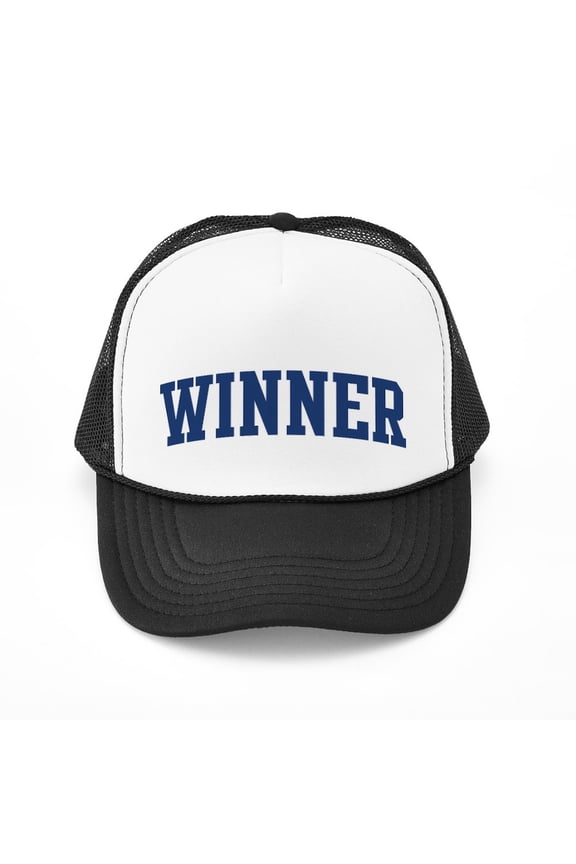 - WINNER Design (Blue) - Adjustable Unisex Printed Trucker Hat with Mesh Back