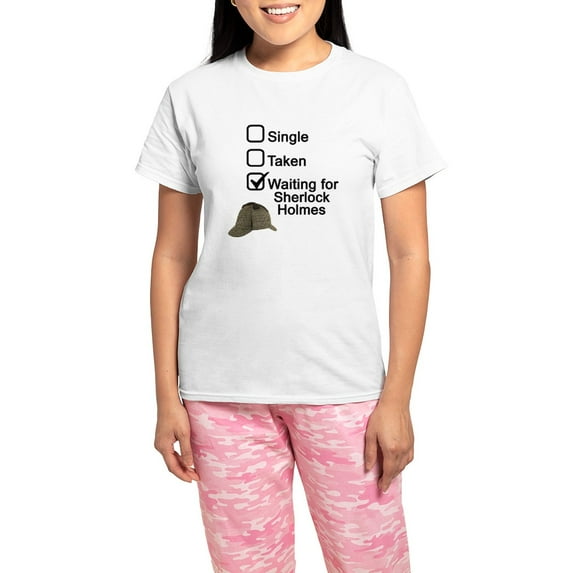 CafePress - Waiting For Sherlock Pajamas - Women's Short Sleeve Print T-Shirt and Pants Light Cotton Pajama Set