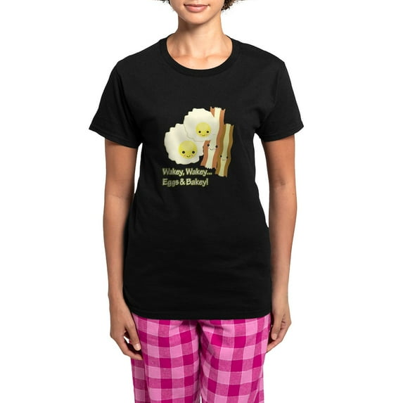 CafePress - Wakey Wakey Eggs N Bakey Women's Dark Pajamas - Women's Short Sleeve Print T-Shirt and Pants Dark Cotton Pajama Set