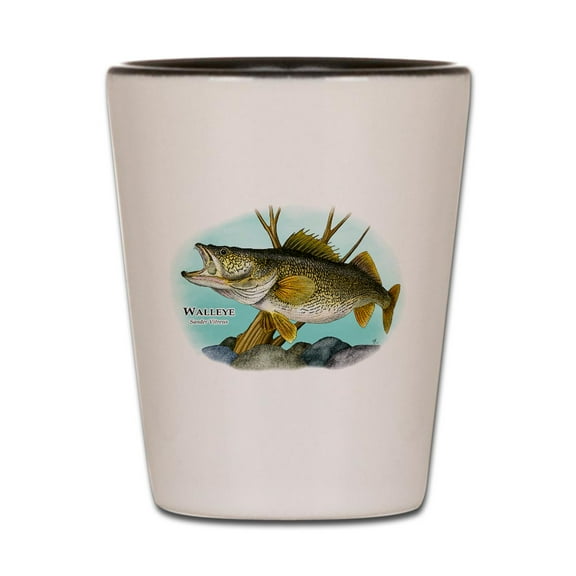 CafePress - Walleye - White/Black Shot Glass, Unique and Funny Shot Glass