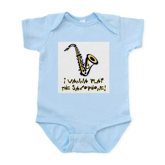 CafePress - Wanna Play Saxophone Infant Bodysuit - Baby Light Bodysuit, Size Newborn - 24 Months