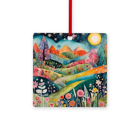 CafePress - Warm Spring Night - 3"x3" Square Wood Ornament