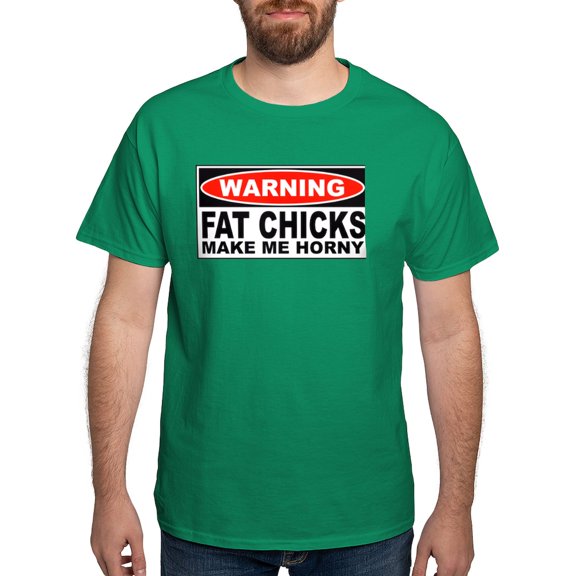 CafePress - Warning Fat Chicks Make Me Horny Dark T Shirt - Men's Classic Graphic Cotton T-Shirt