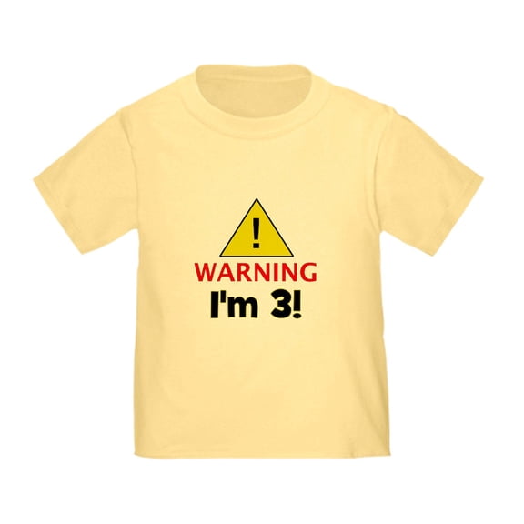 CafePress - Warning I'm 3 Toddler T Shirt - Cute Toddler T-Shirt, 100% Cotton