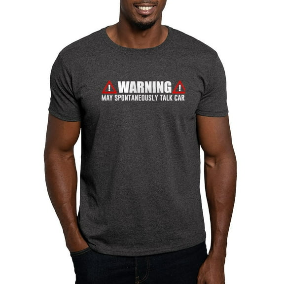 CafePress - Warning May Spontaneously Talk Cars Dark T Shirt - Men's Classic Graphic Cotton T-Shirt