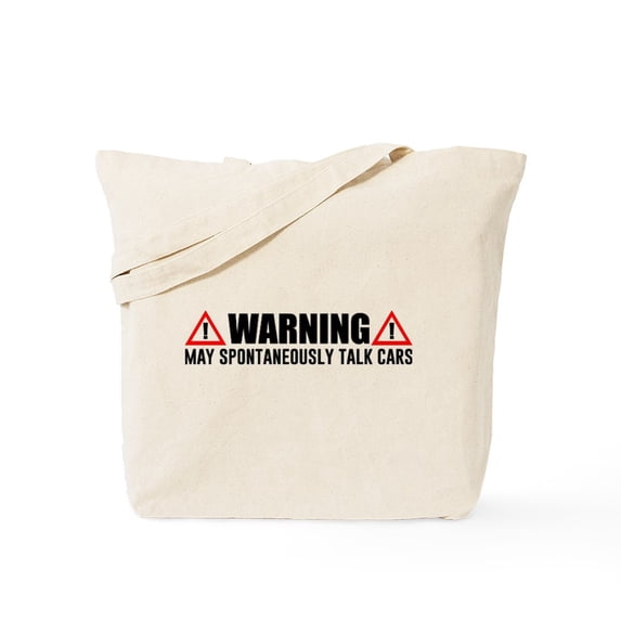 CafePress - Warning May Spontaneously Talk Cars Tote Bag - Unisex Canvas Tote Bag, Beige, 1-Piece