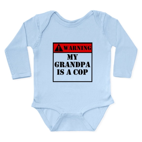CafePress - Warning My Grandpa Is A Cop Body Suit - Long Sleeve Cotton Baby Bodysuit