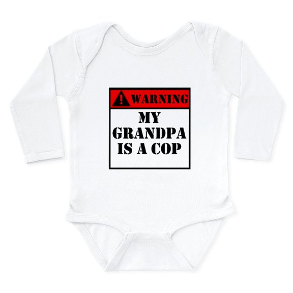 CafePress - Warning My Grandpa Is A Cop Body Suit - Long Sleeve Cotton Baby Bodysuit