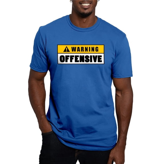 CafePress - Warning Offensive Lockou T Shirt - Men's Fitted T-Shirt