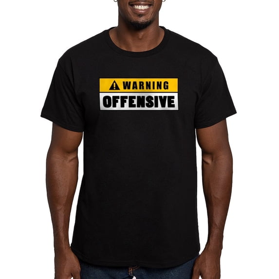 CafePress - Warning Offensive Lockou T Shirt - Men's Fitted T-Shirt
