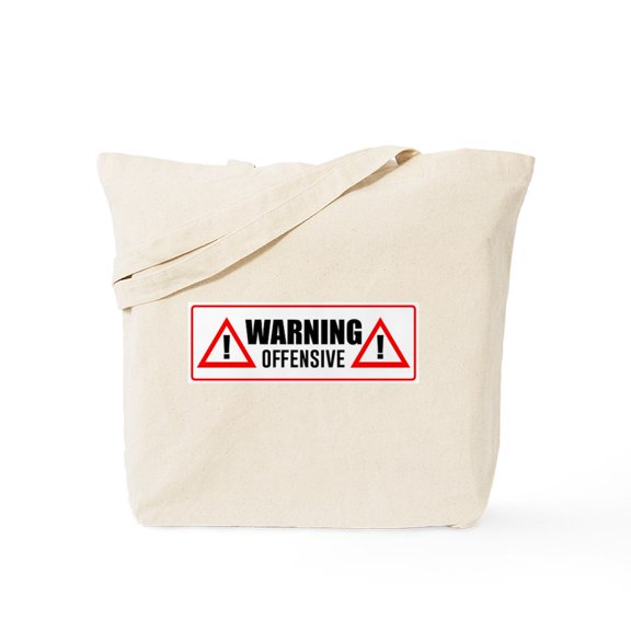 CafePress - Warning Offensive Tote Bag - Unisex Canvas Tote Bag, Beige, 1-Piece