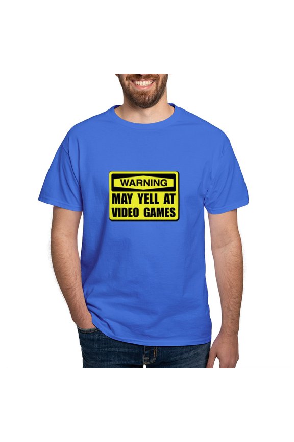 - Warning Yell At Video Games T Shirt - Men's Classic Graphic Cotton T-Shirt