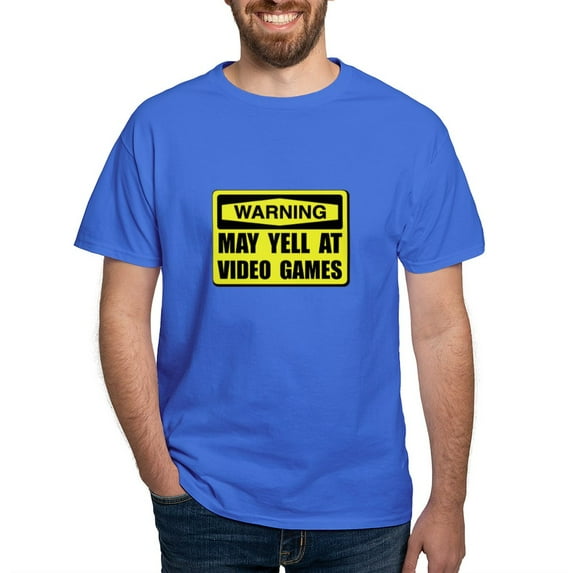 CafePress - Warning Yell At Video Games T Shirt - Men's Classic Graphic Cotton T-Shirt