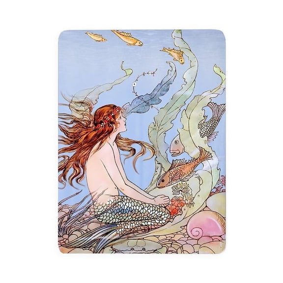 CafePress - Warwick Goble Mermaid! Kids - Large Sherpa Fleece Throw Blanket 80" x 60"
