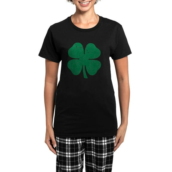 CafePress - Washed Shamrock Women's Dark Pajamas - Women's Short Sleeve Print T-Shirt and Pants Dark Cotton Pajama Set