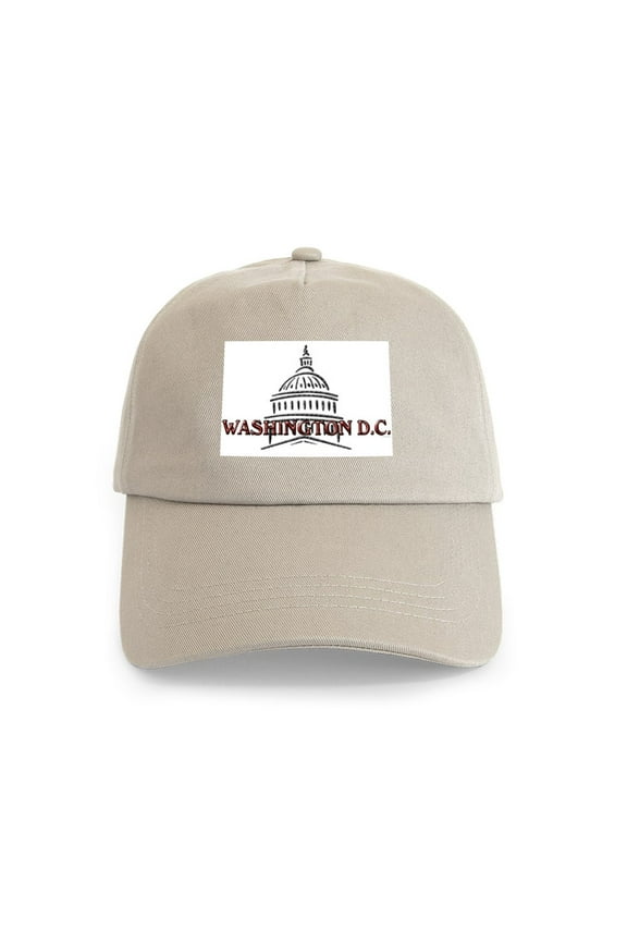 - Washington DC Cap - Adjustable 100% Brushed Unisex Casual Cotton Baseball Cap, Beige, 1