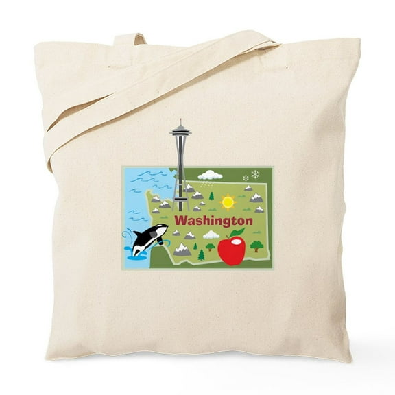 CafePress - Washington Map Tote Bag - Unisex Canvas Tote Bag, Beige, 1-Piece