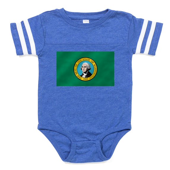 CafePress - Washington State Flag - Cute Infant Baby Football Bodysuit