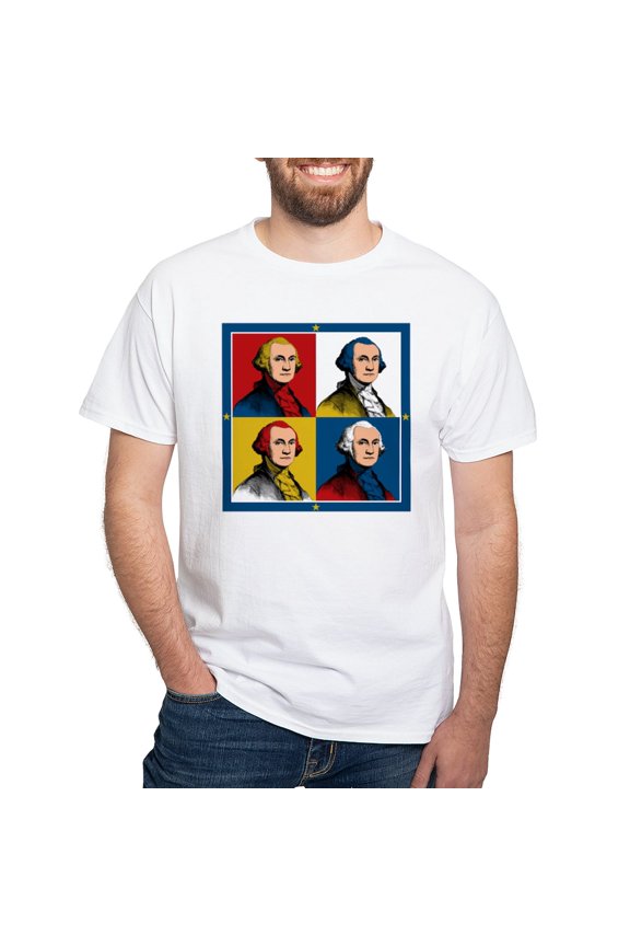 - Washington Warhol T Shirt - Men's White Classic Cotton T-Shirts