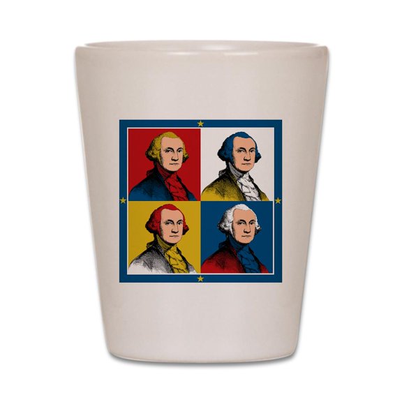 CafePress - Washington Warhol - White Shot Glass, Unique and Funny Shot Glass