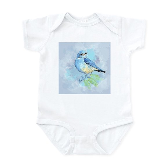 CafePress - Watercolor Bluebird Blue Bird Art Body Suit - Baby Light Bodysuit, Size Newborn - 24 Months