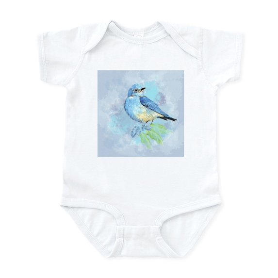 CafePress - Watercolor Bluebird Blue Bird Art Body Suit - Baby Light Bodysuit, Size Newborn - 24 Months
