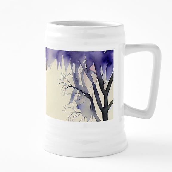 CafePress - Watercolor Halloween Night - 25 Ounce Ceramic White Beer Stein Mug