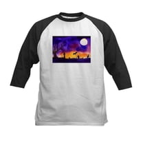 CafePress - Watercolor Halloween Night Kids Baseball T Shirt - Kids Cotton Baseball Jersey, 3/4 Sleeve Shirt