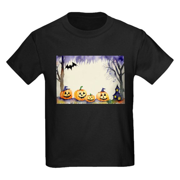 CafePress - Watercolor Halloween Night Kids T Shirt - Dark T-Shirt Kids XS-XL